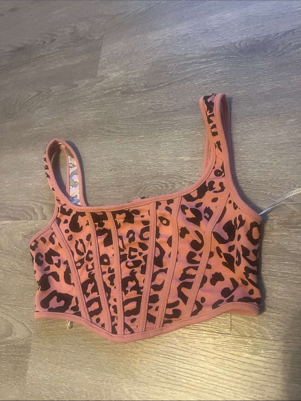 Pink Leopard Print Corset Crop Top